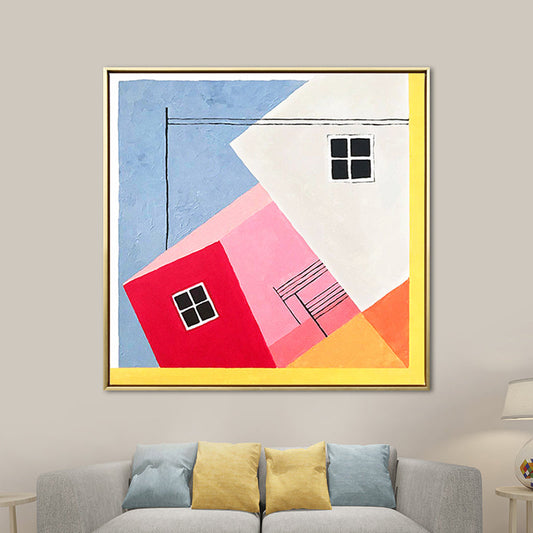 Vivolux | Zeitgenössischer Stil Geometrisches Muster Kunst in sanften Farben Texturierte Wanddekoration für Badezimmer