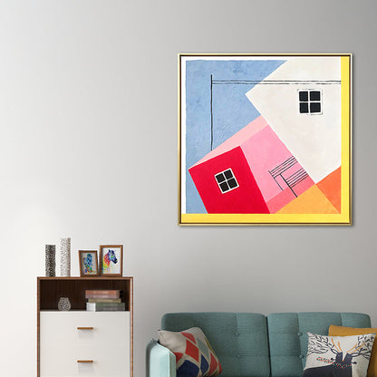 Vivolux | Zeitgenössischer Stil Geometrisches Muster Kunst in sanften Farben Texturierte Wanddekoration für Badezimmer
