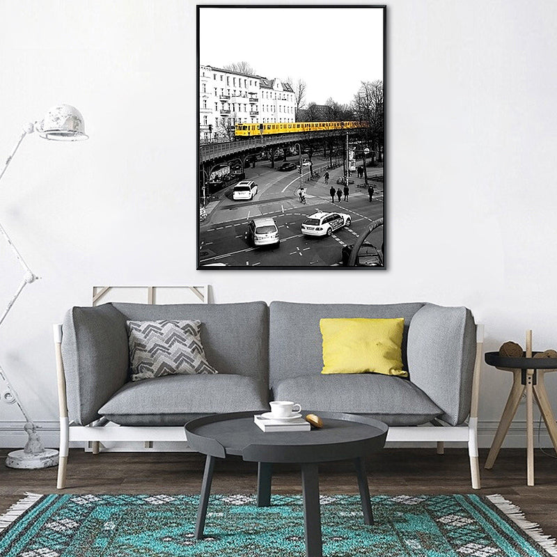Vivolux | Graues Stadtverkehrs-Canvas-Druck Dekorative Wandkunst Deko für das Wohnzimmer, mehrere Größen