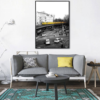 Vivolux | Graues Stadtverkehrs-Canvas-Druck Dekorative Wandkunst Deko für das Wohnzimmer, mehrere Größen