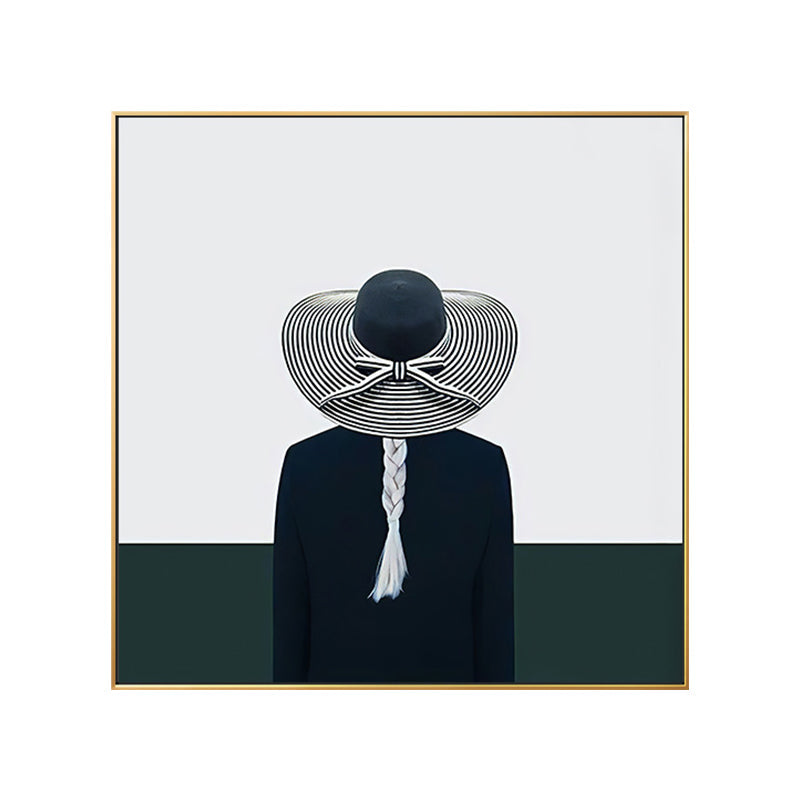 Vivolux | Graue Mode Dame Quadrat Leinwand Wand Kunst Druck für Gästezimmer, Mehrere Größenoptionen