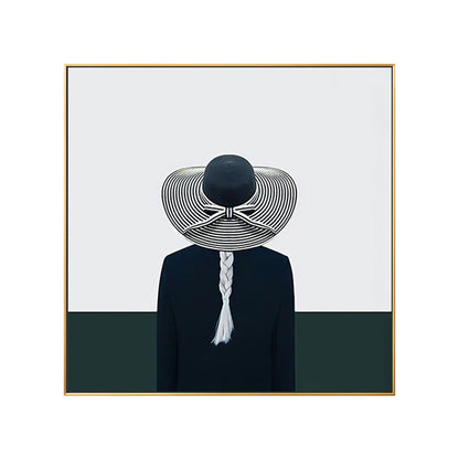 Vivolux | Graue Mode Dame Quadrat Leinwand Wand Kunst Druck für Gästezimmer, Mehrere Größenoptionen