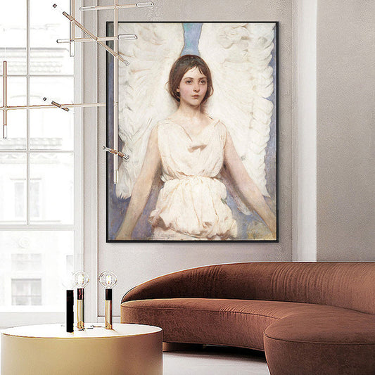 Vivolux | World Culture Winged Maiden Leinwand Spielzimmer Wandkunst Druck in Weiß, mehrere Größen