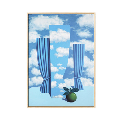 Vivolux | Blauer Vorhang und Himmelsgemälde Texturiertes Zeitgenössisches Stil Jungen Schlafzimmer Wanddekoration