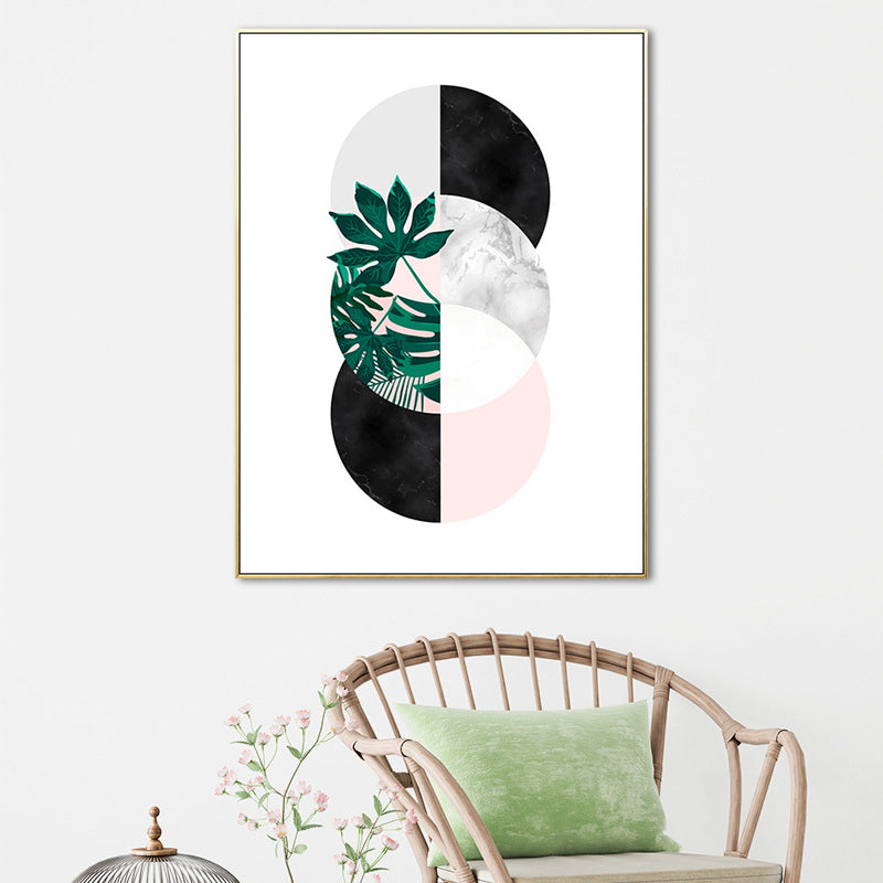 Vivolux | Nordic Botany und Globe Painting Weiße Umwickelte Leinwand für das Wohnzimmer, in mehreren Größen erhältlich