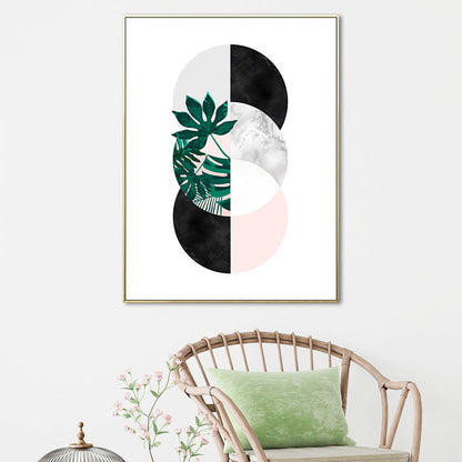 Vivolux | Nordic Botany und Globe Painting Weiße Umwickelte Leinwand für das Wohnzimmer, in mehreren Größen erhältlich