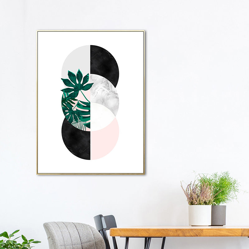 Vivolux | Nordic Botany und Globe Painting Weiße Umwickelte Leinwand für das Wohnzimmer, in mehreren Größen erhältlich