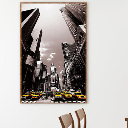 Vivolux | Stadsstraat Uitzicht Wolkenkrabbers Kunstdruk Modernisme Canvas Wanddecoratie in Zwart