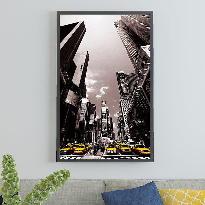 Vivolux | Stadsstraat Uitzicht Wolkenkrabbers Kunstdruk Modernisme Canvas Wanddecoratie in Zwart