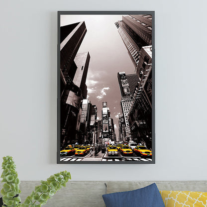 Vivolux | Stadsstraat Uitzicht Wolkenkrabbers Kunstdruk Modernisme Canvas Wanddecoratie in Zwart