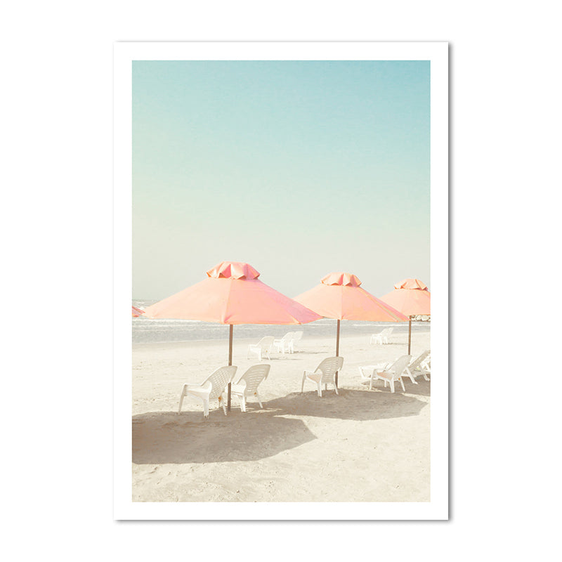 Vivolux | Strandstuhl und Schirm Leinwand Pink-Mint Grün Tropische Wanddekoration für das Schlafzimmer
