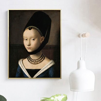 Vivolux | Antike Hüte Maid Malerei Schwarze Küchenrückwand Wandkunst Druck, Verschiedene Größen