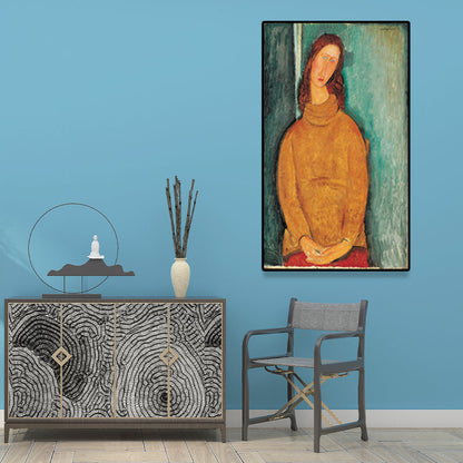Vivolux | Texturiertes Modigliani-Frauen-Porträt Kunstdruck Leinwand Vintage Gemälde für das Mädchenzimmer
