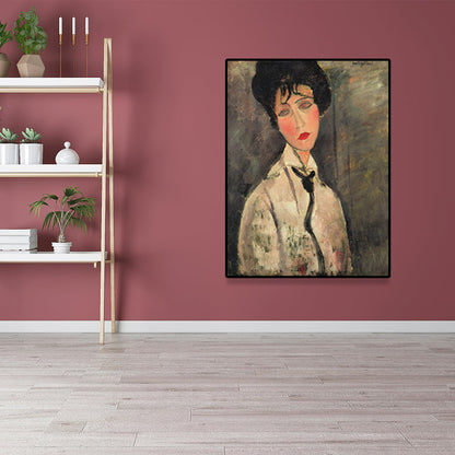 Vivolux | Texturiertes Modigliani-Frauen-Porträt Kunstdruck Leinwand Vintage Gemälde für das Mädchenzimmer