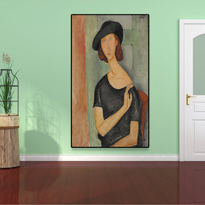 Vivolux | Texturiertes Modigliani-Frauen-Porträt Kunstdruck Leinwand Vintage Gemälde für das Mädchenzimmer