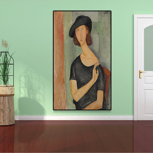 Vivolux | Texturiertes Modigliani-Frauen-Porträt Kunstdruck Leinwand Vintage Gemälde für das Mädchenzimmer