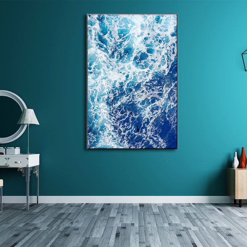 Vivolux | Blaue Ozean Spindrift Leinwand Kunst Seascape Modernistische Texturierte Wanddekoration für Zuhause