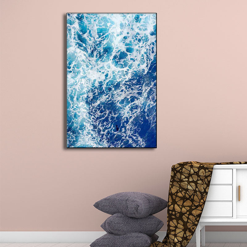 Vivolux | Blaue Ozean Spindrift Leinwand Kunst Seascape Modernistische Texturierte Wanddekoration für Zuhause