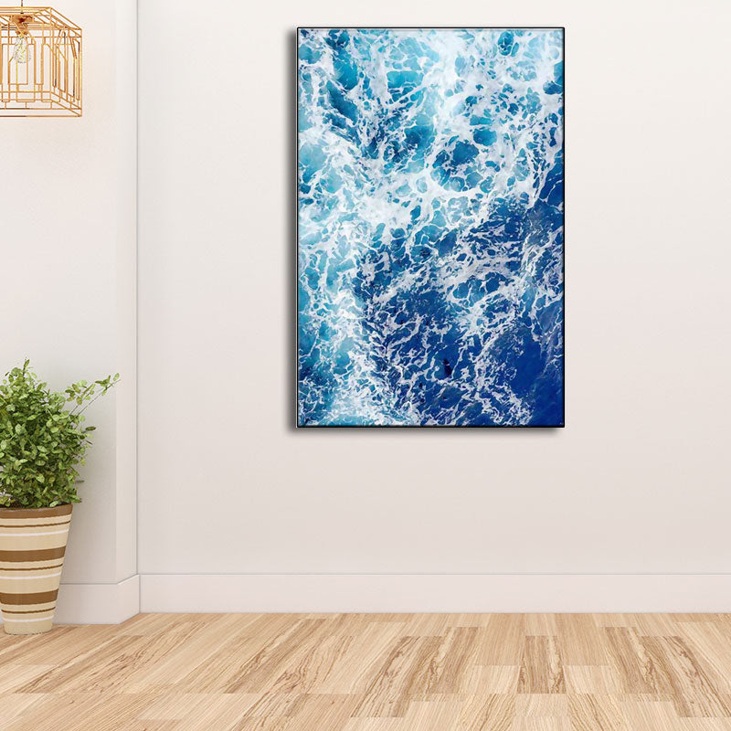 Vivolux | Blaue Ozean Spindrift Leinwand Kunst Seascape Modernistische Texturierte Wanddekoration für Zuhause