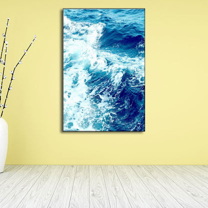 Vivolux | Blaue Ozean Spindrift Leinwand Kunst Seascape Modernistische Texturierte Wanddekoration für Zuhause