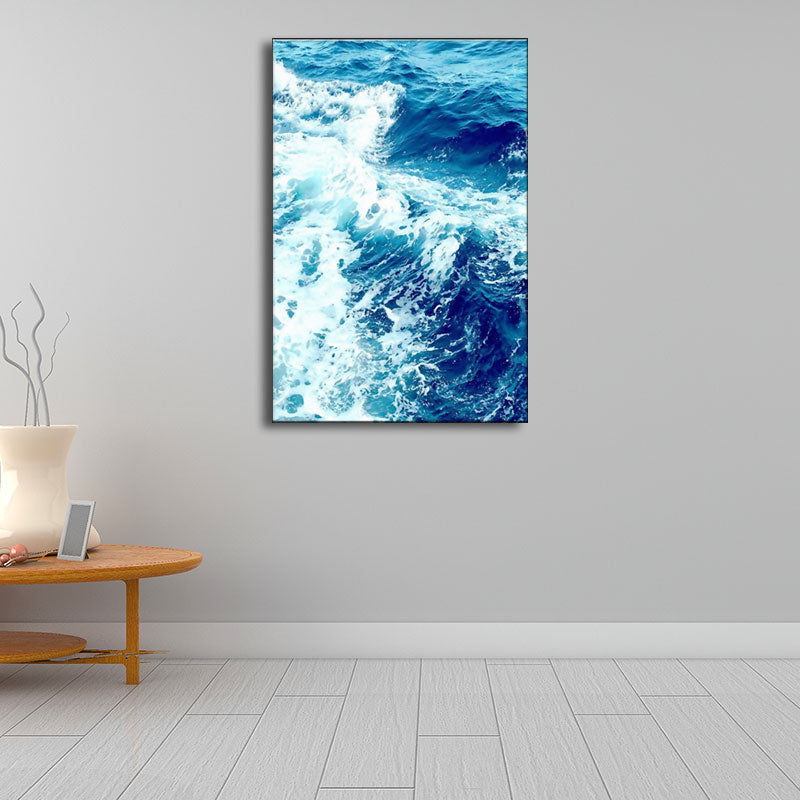 Vivolux | Blaue Ozean Spindrift Leinwand Kunst Seascape Modernistische Texturierte Wanddekoration für Zuhause