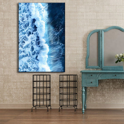 Vivolux | Blaue Ozean Spindrift Leinwand Kunst Seascape Modernistische Texturierte Wanddekoration für Zuhause