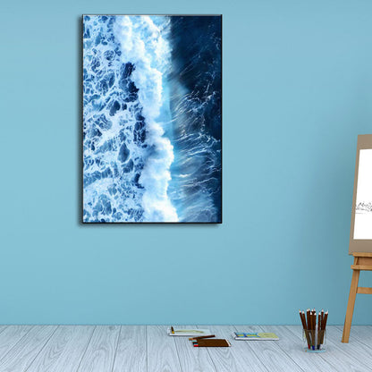 Vivolux | Blaue Ozean Spindrift Leinwand Kunst Seascape Modernistische Texturierte Wanddekoration für Zuhause