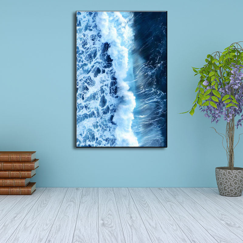 Vivolux | Blaue Ozean Spindrift Leinwand Kunst Seascape Modernistische Texturierte Wanddekoration für Zuhause
