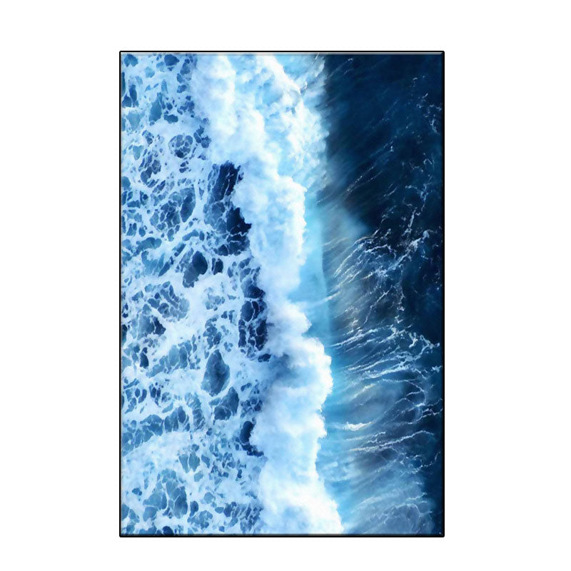 Vivolux | Blaue Ozean Spindrift Leinwand Kunst Seascape Modernistische Texturierte Wanddekoration für Zuhause