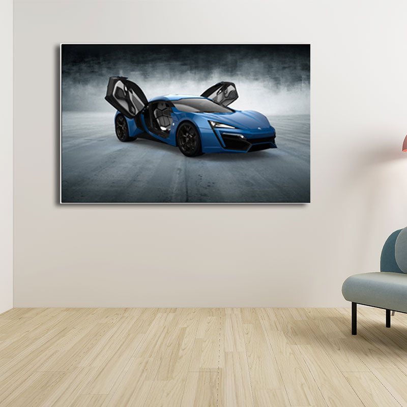 Vivolux | Zeitgenössischer Jungen Kunstdruck mit Sportwagenmuster Helle Farben Wanddekoration für das Schlafzimmer