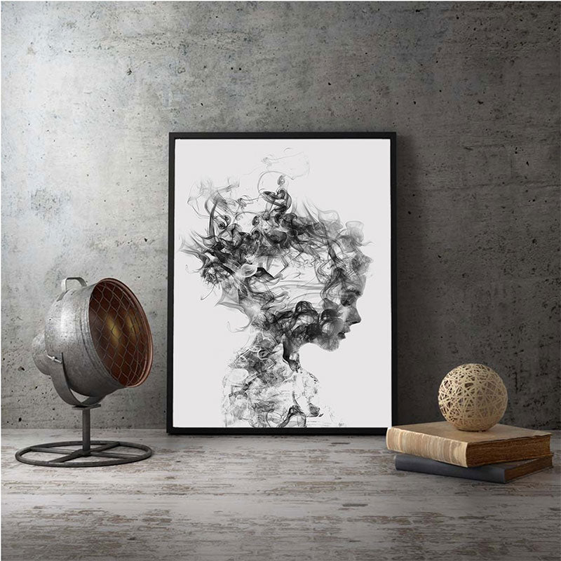 Vivolux | Mädchen Profil Muster Wanddekoration Zeitgenössischer Stil Texturiertes Jungen Schlafzimmer Gemälde