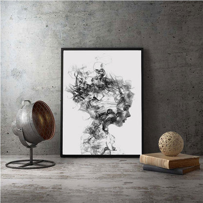 Vivolux | Mädchen Profil Muster Wanddekoration Zeitgenössischer Stil Texturiertes Jungen Schlafzimmer Gemälde