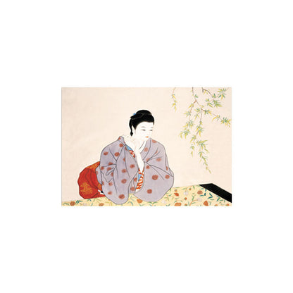 Vivolux | Geisha Girl Malerei Leinwand Kunst in Rot Japanischem Stil Wanddekoration für Wohnzimmer