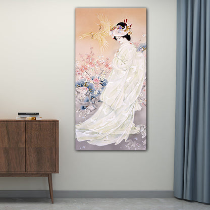 Vivolux | Kimono Mädchen Malerei Kunst Druck Mehrfarbig Japanischer Stil Wanddekoration für Wohnzimmer