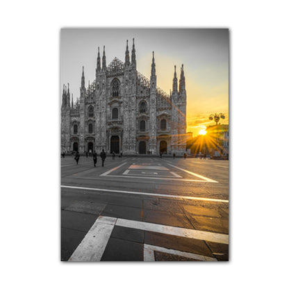 Vivolux | Architektur Sonnenuntergang Ansicht Kunstdruck Global Inspiriert Bezauberndes Wahrzeichen Leinwand in Pastellfarbe