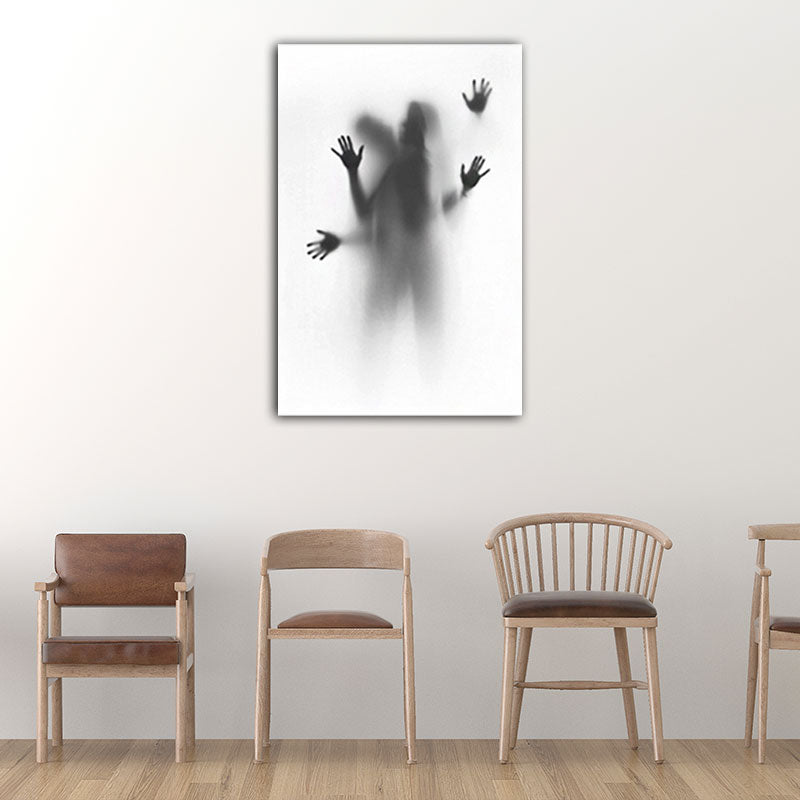 Vivolux | Blur Schatten von Liebenden Leinwand Kunst Zeitgenössische Texturierte Familienzimmer Wanddekoration in Grau