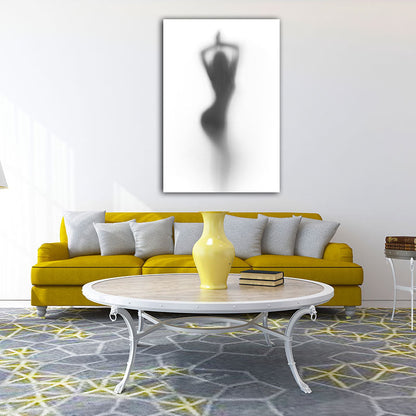 Vivolux | Moderne Creatieve Canvas in Grijze Schaduw van Sexy Vrouw op het Frosted Glas Wandkunst voor Kamer