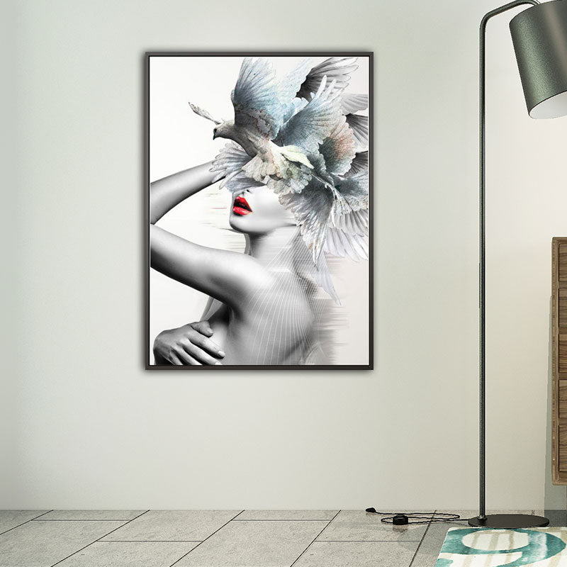 Vivolux | Stilvolle moderne Damen Wanddekoration für das Mädchenzimmer Figurendruck Leinwandkunst in sanften Farben