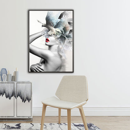 Vivolux | Stilvolle moderne Damen Wanddekoration für das Mädchenzimmer Figurendruck Leinwandkunst in sanften Farben