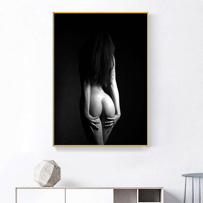 Vivolux | Sexy Rücken der Frau Leinwanddruck für Schlafzimmer Figurenfotografie Wandkunst in Schwarz