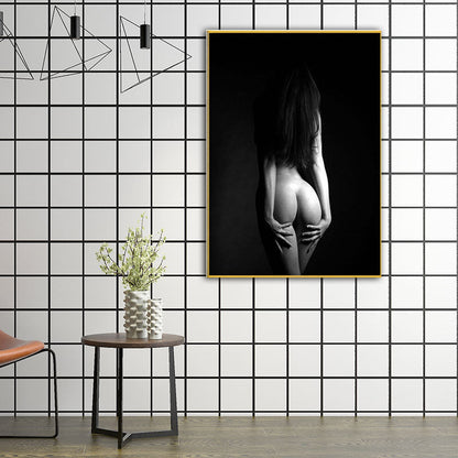 Vivolux | Sexy Rücken der Frau Leinwanddruck für Schlafzimmer Figurenfotografie Wandkunst in Schwarz