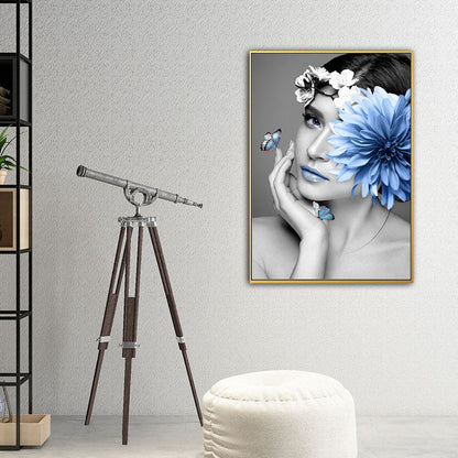 Vivolux | Frau und Blume Eingewickelte Leinwand Pastellfarbe Modernistische Wandkunst Dekor für Mädchenzimmer