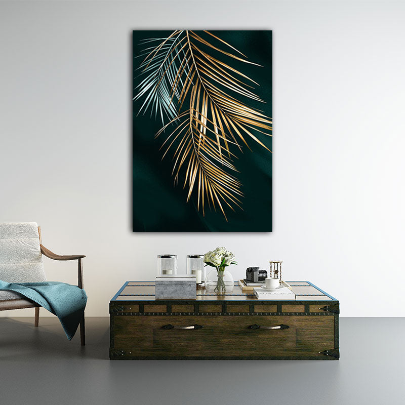 Vivolux | Goldene Blätter Leinwand Botanische Moderne Stil Texturierte Wandkunst Dekor für Gästezimmer