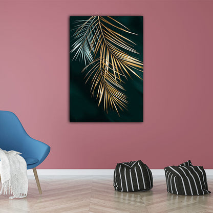 Vivolux | Goldene Blätter Leinwand Botanische Moderne Stil Texturierte Wandkunst Dekor für Gästezimmer
