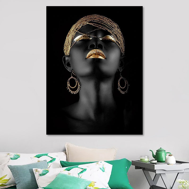 Vivolux | Gold Glam Canvas Wandkunst Fotografien Frauen Gesichtsmalerei Wanddekoration für Wohnzimmer