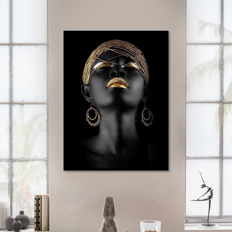 Vivolux | Gold Glam Canvas Wandkunst Fotografien Frauen Gesichtsmalerei Wanddekoration für Wohnzimmer