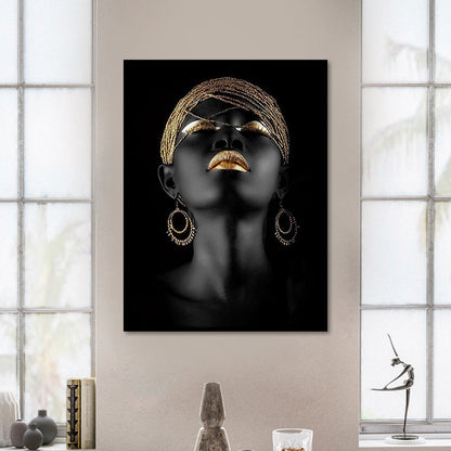 Vivolux | Gold Glam Canvas Wandkunst Fotografien Frauen Gesichtsmalerei Wanddekoration für Wohnzimmer