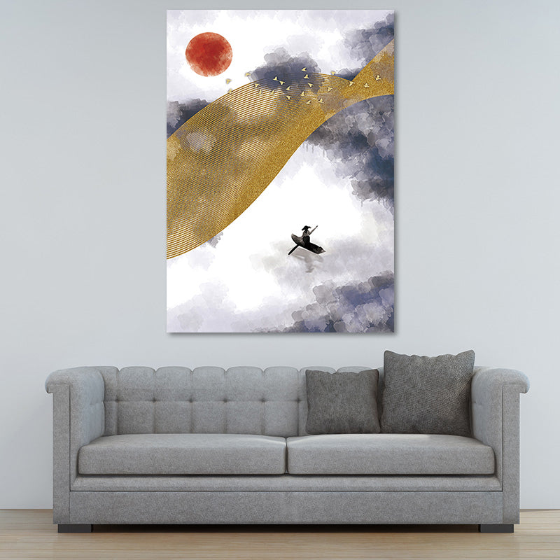 Vivolux | Asiatische Berglandschaft Leinwand Kunst Lila Texturierte Wanddekoration für das Wohninnere