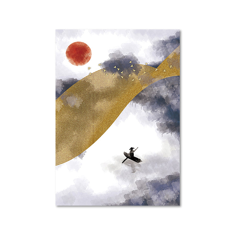 Vivolux | Asiatische Berglandschaft Leinwand Kunst Lila Texturierte Wanddekoration für das Wohninnere