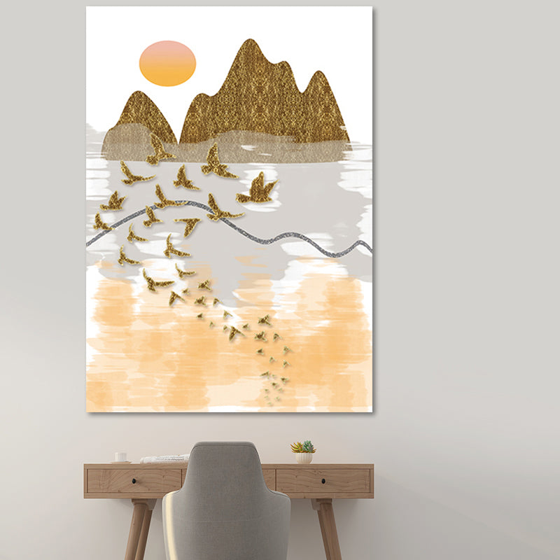 Vivolux | Asiatische Berglandschaft Leinwand Kunst Lila Texturierte Wanddekoration für das Wohninnere